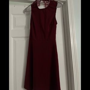 Burgundy dress. Open back